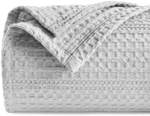 PHF Lightweight Waffle Weave Blanket Twin Size 66"x 90", Soft Woven Summer Blanket for Hot Sleepers - Aesthetic Home Decor for Couch Bed Sofa, Pet Friendly, Light Grey by PHF