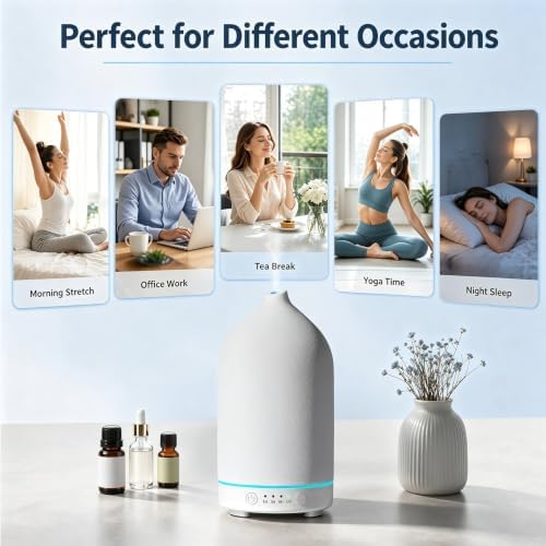 Gooamp 200ML Ceramic Essential Oil Diffuser for Home, Stone Diffuser - Image 6