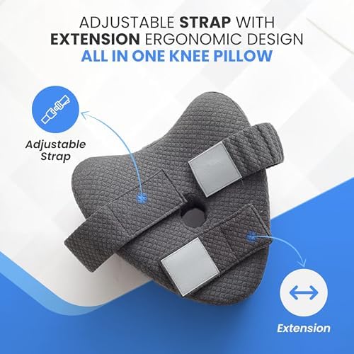 Memory Foam Knee Pillow for Side Sleepers Hip Pain with Adjustable Strap - Between Leg Pillow for Side Sleeping - Sciatica Pain Relief Support for Back, Knees, Joints, and Spine Alignment Cushion - Image 4