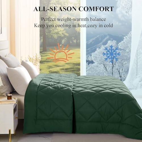 132x120 Alaskan King Comforter, Extra Large King Size Comforter Oversized, All Season Soft Lightweight Quilt Down Alternative Duvet Insert with 8 Corner Tabs(120x132, Emerald Green) - Image 3