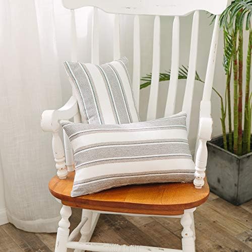 Multi Color Stripe Pillow Cases Soft Faux Linen Lumbar Decorative Throw Cushion Cover with Hidden Zipper for Bed Sofa Car 12" x 18" - Image 5