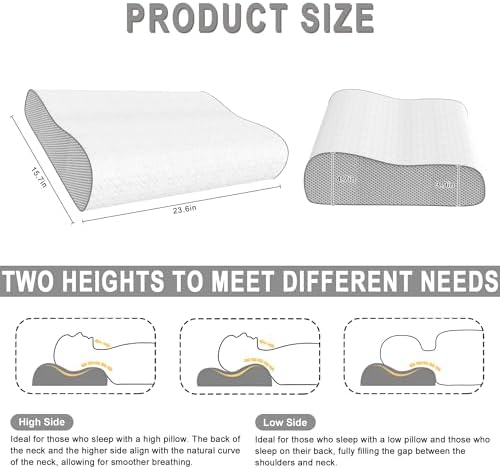 Cervical Pillow for Side Sleepers,Neck Pain Relief, Memory Foam Pillow - Image 2