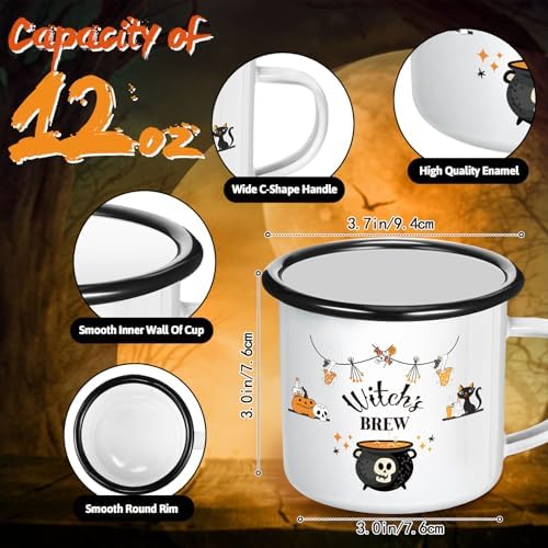 18 Pcs Halloween Gifts Set Pumpkins Ghost Makeup Bags Enamel Mugs Happy Halloween Ghost Witch Socks Bulk Tabletop Gifts Party Favors for Adults Women Coworkers Carnival Party Supplies - Image 5