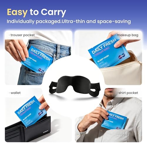 100 Packs Disposable Sleep Masks Bulk, Blackout Blindfolds for Men Women, Soft Eyemasks Adjustable for Sleeping Travel Yoga, Light Blocking Night Eye Mask for Party Games Team Building - Image 3