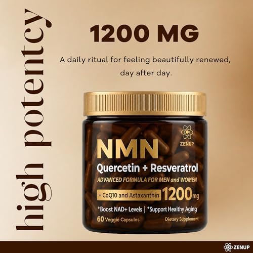 NMN Supplement, 1200mg Blend with 600mg NMN, 250mg Quercetin, 200mg Resveratrol, CoQ10 & Astaxanthin, Daily Supplement Formula, 60 Veggie Capsules, 30 Servings - Image 2