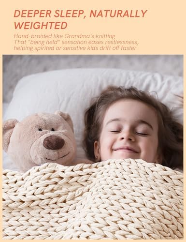 YnM Cooling Weighted Blanket, 100% Cotton Handmade Chunky Knitted Blanket, Weighted Lap, Breathable Heavy Blankets, Machine Washable Throw for Sleep or Home Decor (Cream, 48x72 Inch, 12lbs) - Image 4
