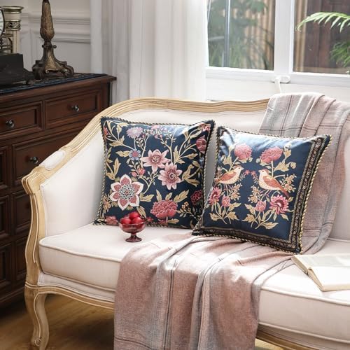 patdrea Designer Velvet Throw Pillow Cover,Set of 2,18"x18"-OldgardenB - Image 2