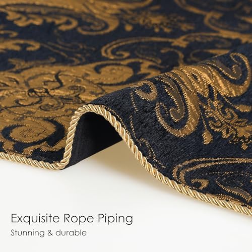Loom and Mill Luxury Black Throw Blankets for Bed-Jacquard Damask, 52"x72" - Image 4