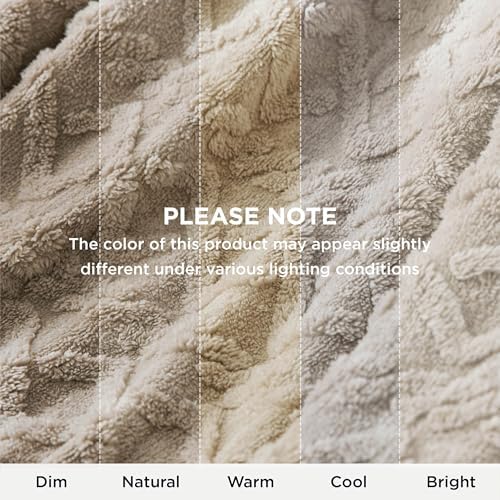 Bedsure Sherpa Fleece Throw Blanket for Couch - Soft Fluffy & Cozy Cable Jacquard Tufted Throw Blankets for Women Gift, Thick Warm Blanket for Winter and All Seasons, Beige, 50x60 Inches - Image 6