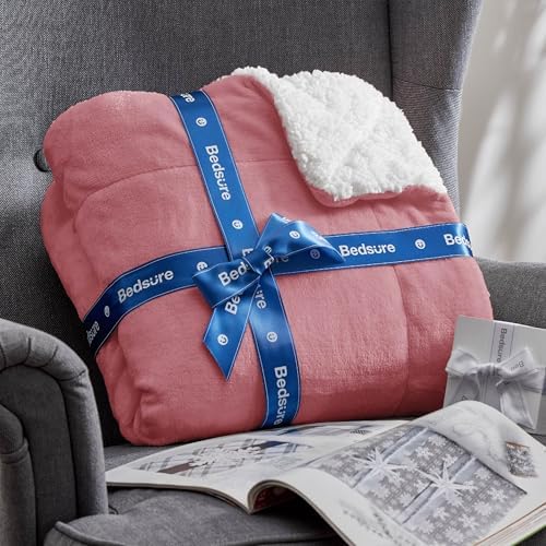 Bedsure GentleSoft Sherpa Fleece Blanket Queen Size for Bed, Non-Heated, Thick and Warm Throw for Women and Men, Soft Fuzzy Plush Queen Blanket for Winter, Dusty Rose, 90x90 Inches - Image 6