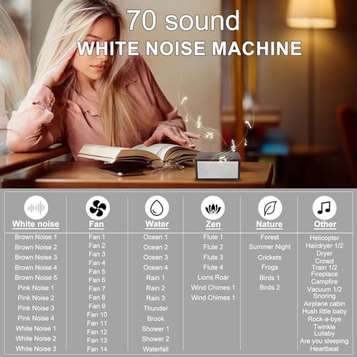 White Noise Sound Machine, Portable Sound Machine with 70 Soothing Sounds, 3 Timer Memory Function 30 Volume Levels Sleep Machines for Baby Kids Adult Home Office Travel, White - Image 2
