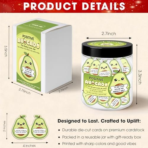 Positive Avocado Jar- 60 Mini Love Notes Xmas Gifts For Couple - Image 5