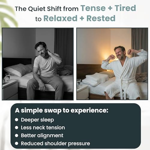 Ergonomic Cervical Neck Pillow for Sleeping – Cooling Memory Foam Cervical Pillow for Side Sleepers and Back Sleepers – Contour Neck Support (White/Gold, Cooling) - Image 3