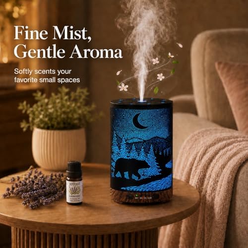 Essential Oil Diffuser 120ML Metal Aromatherapy Diffuser with Timer, Cool Mist Humidifier with Auto Shut-Off & 7 Color Lights for Home Office Spa(Wild Bear) - Image 6