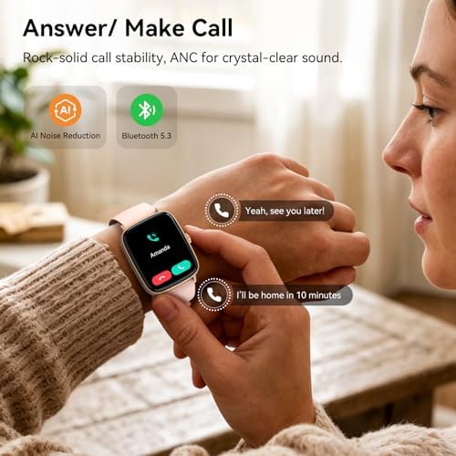 Tensky Smart Watch for Women, 1.85" HD AMOLED Fitness Tracker (Answer/Call) with 24/7 Heart Rate/Sleep/SpO2 Monitor for iPhone & Android, 120+ Sports Modes Smartwatch with IP68 Waterproof, 2 Bands - Image 3