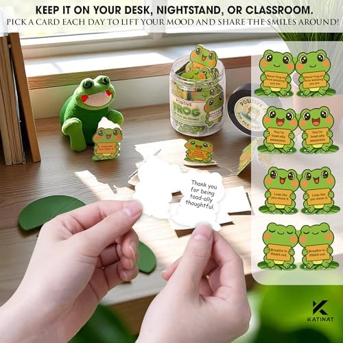 Positive Frog Jar – Thank You Gifts for Women, Men, Coworkers – Emotional Support Jar with 60 Notes – Appreciation Gifts for Coworkers, Teacher, Nurse, Retirement Gift for Men, Women, Frog Gift - Image 3