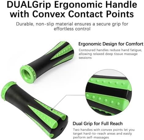Muscle Roller Massage Roller Stick- Deep Tissue Fascia Blaster for Myofascial Pain Relief, Lymphatic Drainage & Body Sculpting, Handheld Physical Therapy & Recovery Tool (Green Black) - Image 5