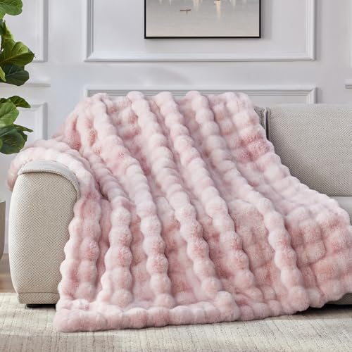 Anysay Faux Fur Throw Blanket, 1000GSM Fluffy Soft Bubble Blanket 60''*80'' - Image 3