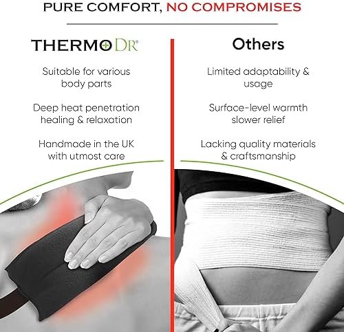 Microwavable Heating Pad for Neck, Back & Shoulders - Heating Bean Bag Microwavable Pillow w/Elasticated Strap - Wheat & Lavender Aromatherapy Heating Pad Wrap - ThermoDR, Black - Image 4