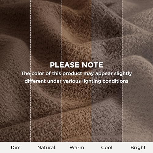 Bedsure 100% Cotton Blanket, Herringbone Weave, Queen Size, Brown - Image 7