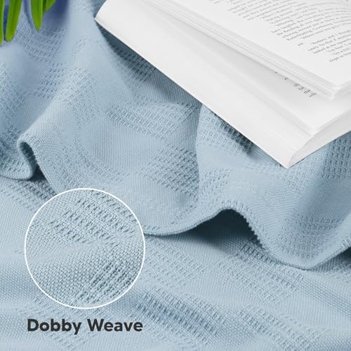 Utopia Bedding 100% Cotton Thermal Blanket Sky Blue Twin, 90x72 Inches - Image 3