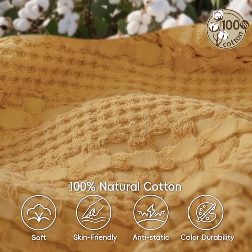 PHF Lightweight 100% Cotton Waffle Blanket for Bed, Twin XL, Pumpkin Orange - Image 4