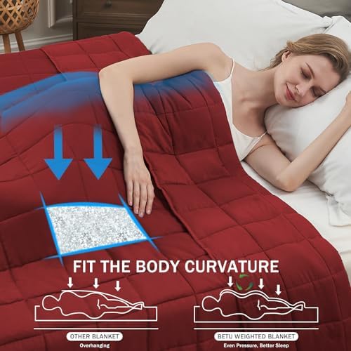 Weighted Blanket for Adults 20lbs, 60"x80", Queen Size Cooling Heavy Throw Blanket for 180-220lbs, Microfiber Soft Big Blankets Weighted Comforter, Red - Image 2