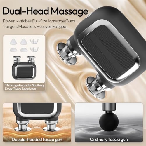 Dual Head Mini Massage Gun, Portable Hand Held Massager with 3 Speeds for Travel & Muscle Comfort, High-Power Stable Motor for Deep Issues Massage for Leg, Arm and Back - Image 4