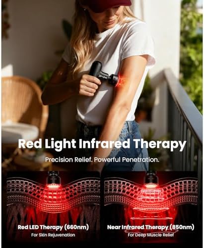 BOB AND BRAD Q2 Ultra Mini Massage Gun with Red Light Infrared Heating Head, Pocket-Sized Deep Tissue Massager for Muscle Therapy, HSA Portable Percussion Massage Gun for Pain Relief FSA Eligible - Image 2