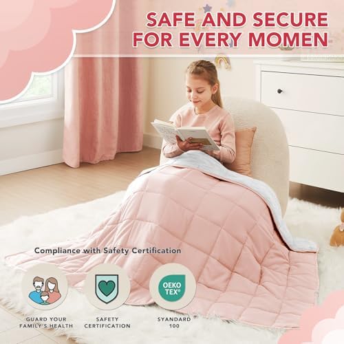 CuteKing Ultra-Cooling Weighted Blanket (10lbs, 40"x 60", Grey+Pink) Absorbs Heat to Keep Adults Cool on Warm Nights, Ultra-Cool Weighted Blanket for Cooling with Premium Glass Beads - Image 2