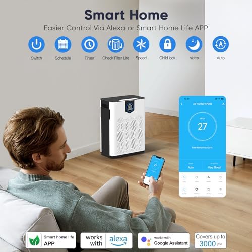 DAYETTE Smart Air Purifier for Home Large Room 3000Ft², App & Alexa Control - Image 3