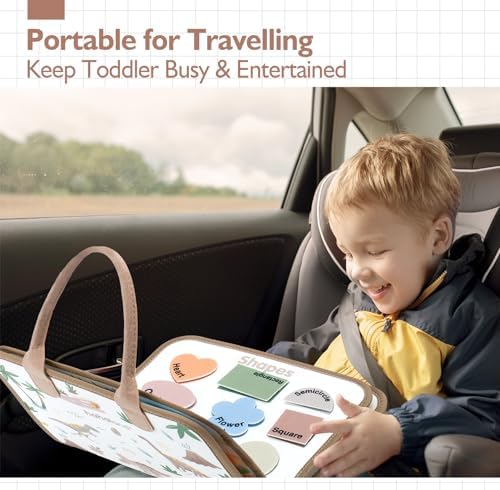 hahaland Montessori Busy Board for Toddlers Boy Travel Toys, Dinosaur - Image 5