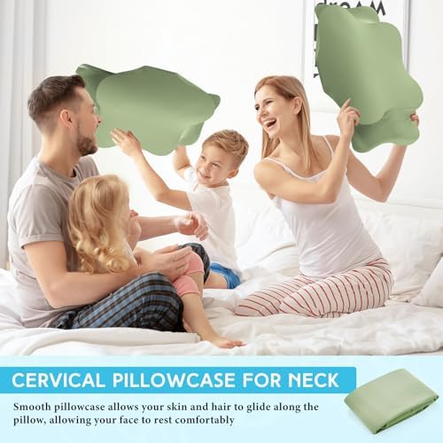 Hahafelt Cooling Cervical Neck Pillowcase,Saga Green,Standard Size - Image 6