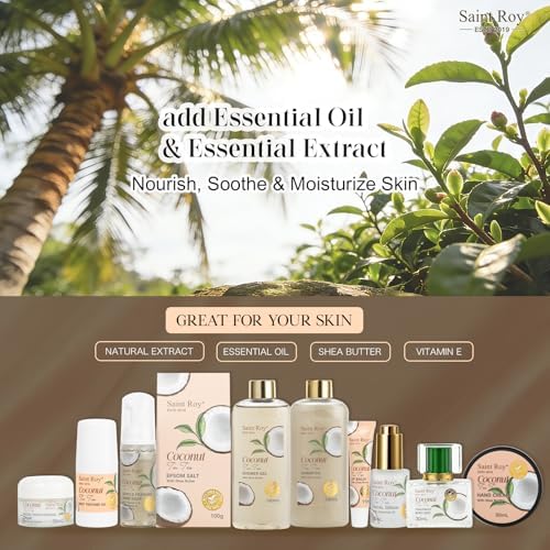 Bath and Body Basket Set TEA TREE & COCONUT Spa Gift Basket for Women & Men - Image 4