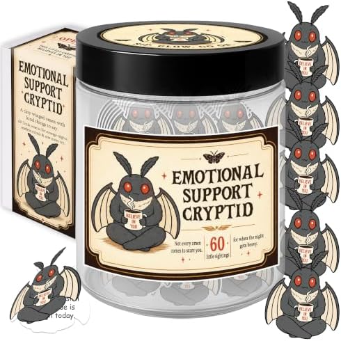 Emotional Support Cryptid Affirmation Jar, 60 Spooky Encouragement Cards, Self Care Gift for Teens, Women and Men, Halloween Basket Stuffer by KATINAT
