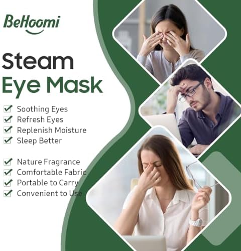 BeHoomi 20 Packs Steam Eye Mask, Heated Eye Mask Warm Compress for Eyes, Disposable Self Heating Steam Mask for Home, Sleep, Spa, Travel Essentials & Relaxation Gifts for Women (Tea Tree) - Image 3