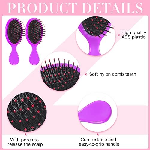 Epakh 12 Hair Brush Comb Set Wet Detangling Mini for Travel, Stylish Colors - Image 6
