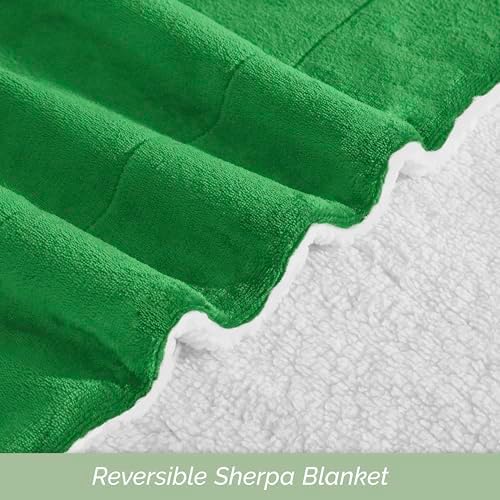 Elegant Comfort Ultra Soft Reversible Flannel Sherpa Blanket - Cozy Silky Fleece Throw for Couch, Bed - Plush Fuzzy Warm Winter Blanket for Gift, Full, Emerald Green - Image 5