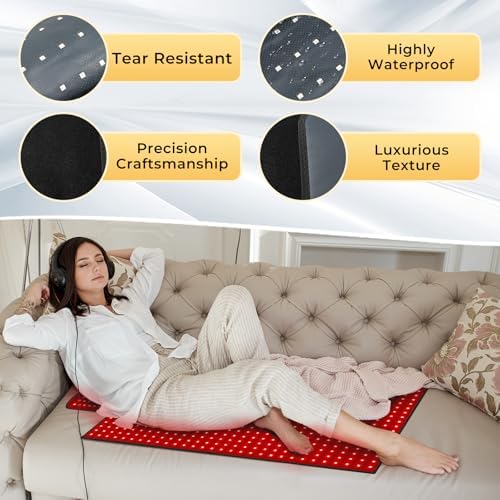 LITDUCK Body Red Light Therapy Mat, Eligible Red Light Therapy Blanket, 2in1 LEDs(660nm& 850nm), Premium Leather, Adjustable Timer & Intensity 36.3"*15.8" - Image 6