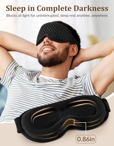 3D Contoured Sleeping Mask for Women Men, Soft Zero Pressure Eye Masks, Light Blocking Sleep Mask, Eyelash Friendly, Adjustable Eye Mask for Travel Essentials - Image 4