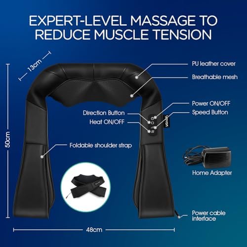 VOYOR-Health Shiatsu Neck Massager, Electric Deep Tissue for Pain Relief - Image 6