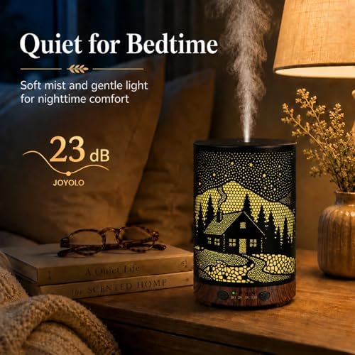 Essential Oil Diffuser, 120 ml Aromatherapy Diffuser with 7 Color Lights, Auto Shut-Off and 4 Timer Settings, Ultrasonic Cool Mist Diffuser for Home Room Office (Winter Cabin) - Image 4
