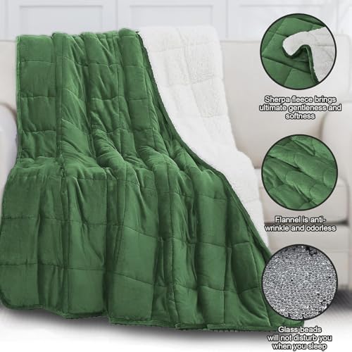 yescool Weighted Blanket for Adults (15 lbs, 60" x 80", Emerald Green) Heavy Blanket for Sleeping Perfect for 140-160 lbs, Queen Size Breathable Blanket with Premium Glass Bead - Image 6