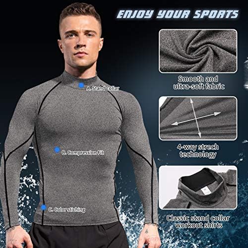 SPVISE Men's Compression Shirts Long Sleeve Mock Turtleneck Workout Tops - Image 7