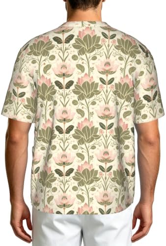 Men's Scrub Top,V-Neck Spill Wrinkle Resistant,3 Pockets-Lotus Flowers and Yoga (2) - Image 2