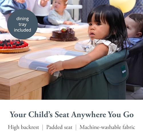 Inglesina Fast Table Chair - Dark Green + Fast Dining Tray - Portable Baby High Chair - for Babies & Toddlers up to 37 lbs -Fits Tables 0.8'' to 3.5'' Thick -Compact & Easy to Use -Travel Bag Included - Image 2