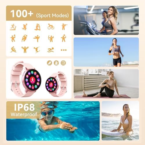 Smart Watch for Men Women Fitness Tracker with 100+ Sport Modes,Activity Trackers for iOS/Android Waterproof/Heart Rate/Sleep/Steps Monitor/Pedometer Monitor Monitor (Pink) - Image 3