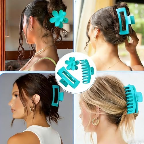 16pcs Skincare Headband Set, Headband Set for Face Washing Spa and Makeup, Including 1 Hairband, Wristband, 3 Hair Claw Clips and 10 Hair Ties, with Box, Gift for Women and Girls, Blue - Image 3