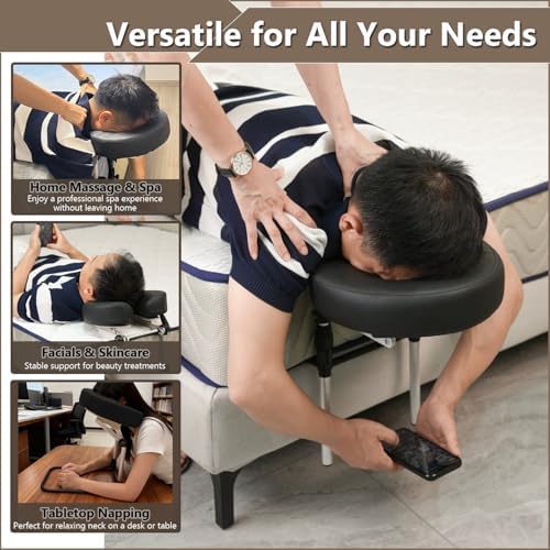 Massage Headrest for Bed Face Cradle, Adjustable Home Mattress Top Massage Kit, Head Cushion for Face Down, Home Salon Headrest Support for Vitrectomy Recovery, Spa & Sleeping (Black) - Image 4