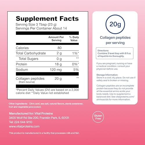 Vital Proteins Collagen Peptides Powder, Strawberry Lemonade, 11.34oz - Image 3